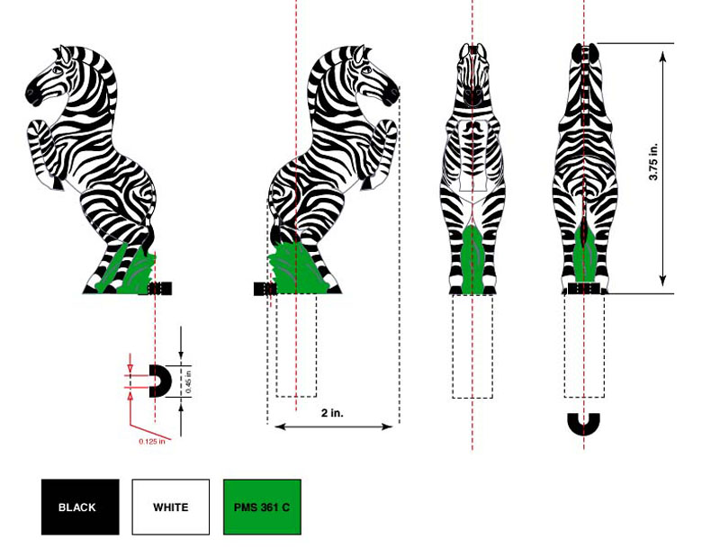 Doll Umbrella Handle--Zebra